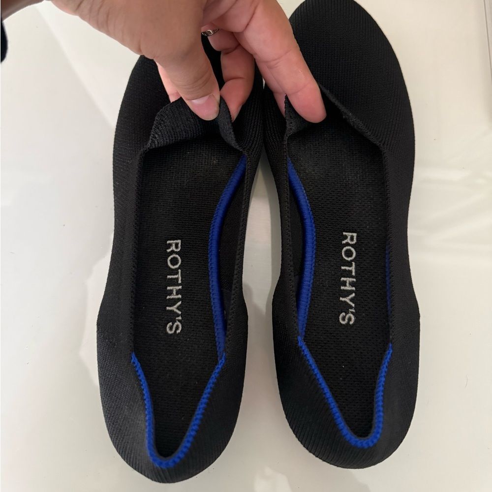 Rothy's Black Flats with Blue Trim - Picture 5 of 12
